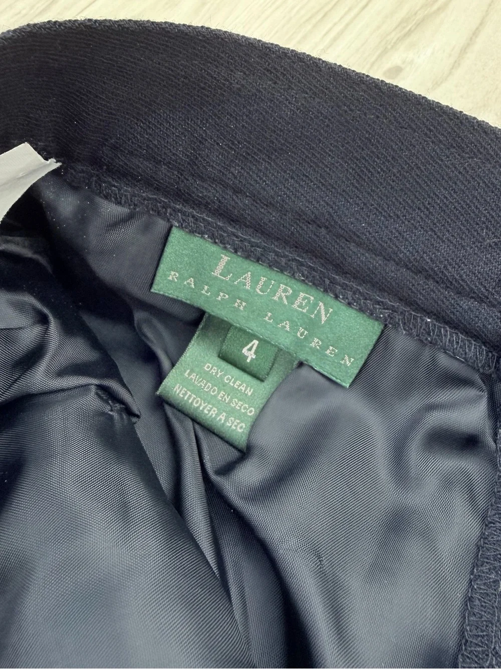 Ralph Lauren Vintage Navy Blue Pleated Wool Skirt